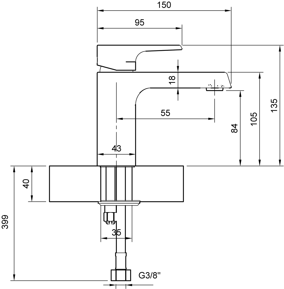 Waschtischarmatur „Liberty“ Ausladung 150 mm in Chrom Waschtischarmatur „Liberty“ Ausladung 150 mm in Chrom