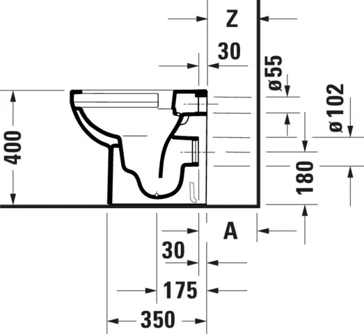 Stand-Tiefspül-WC „No.1“ 37 × 40 × 48 cm, Abgang waagerecht