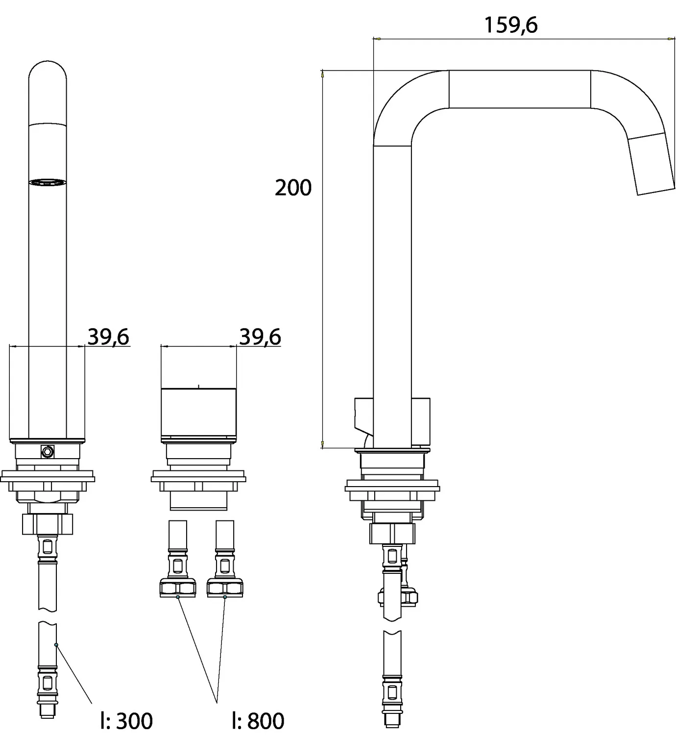 Waschtischarmatur evo, 2-Loch, für Waschtisch 600 mm, chrom