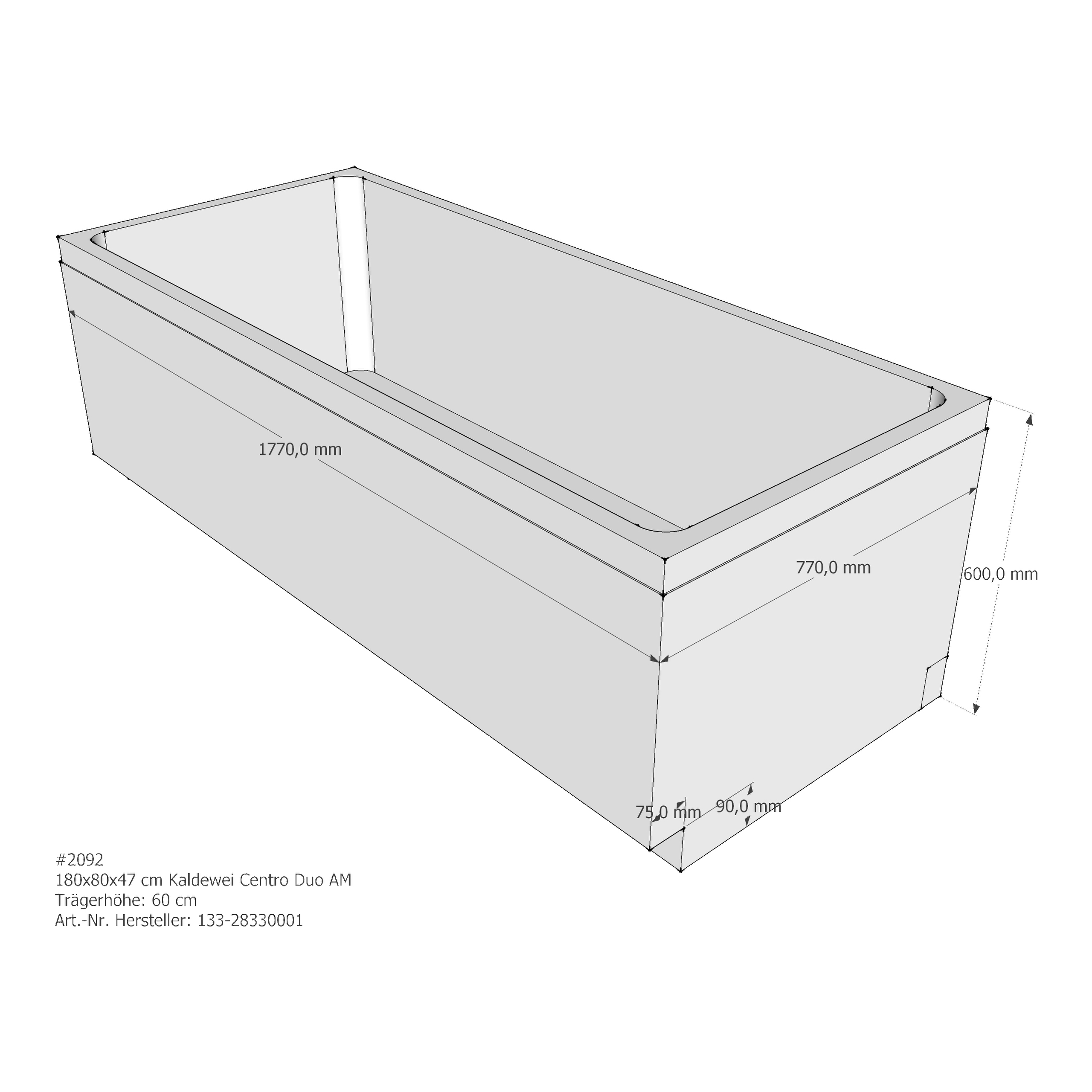 Badewannenträger für Kaldewei Centro Duo 180 × 80 × 47 cm