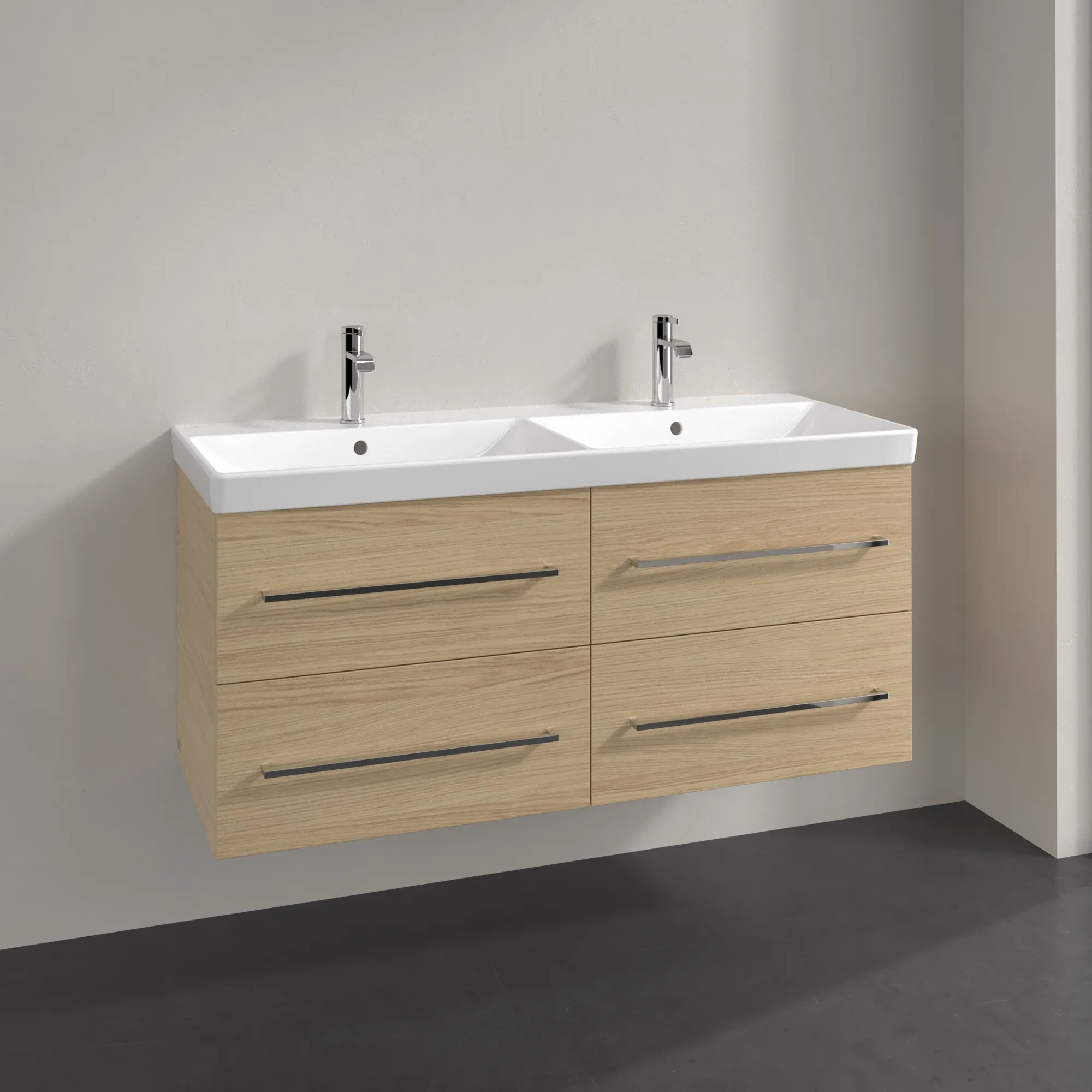 Villeroy & Boch Waschtischunterschrank „Avento“ für Schrank-Doppelwaschtisch 1180 × 514 × 452 mm Nordic Oak, Soft Closing