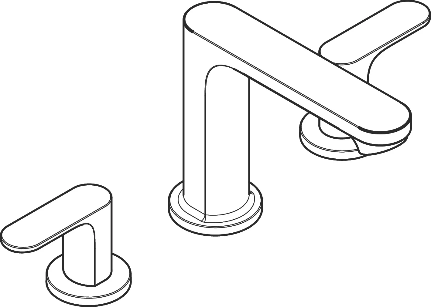 Hansgrohe Rebris S 3-Loch Waschtischarmatur Chrom, ComfortZone 110, Ausladung 134 mm, Auslaufhöhe 107 mm