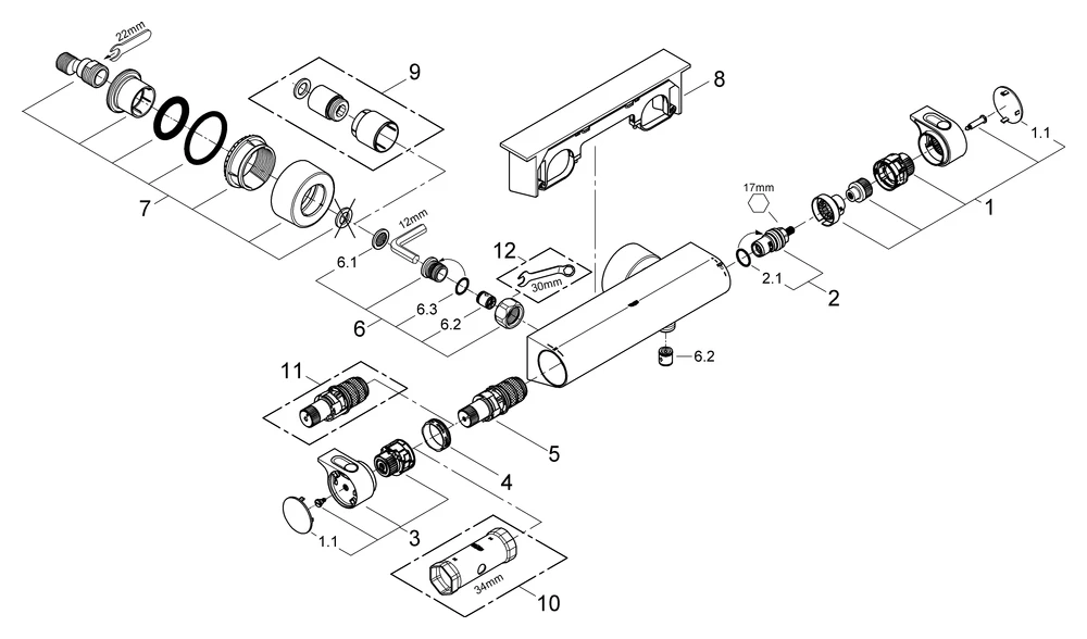 Grohe Grohtherm 2000 Thermostat-Brausebatterie 34469_1 Wandmontage mit Ablage chrom Grohe Grohtherm 2000 Thermostat-Brausebatterie 34469_1 Wandmontage mit Ablage chrom