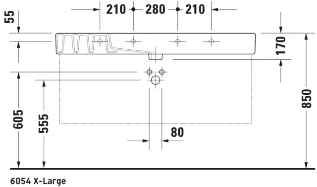 Wandwaschtisch „Vero“, mit Überlauf, Hahnlochposition mittig