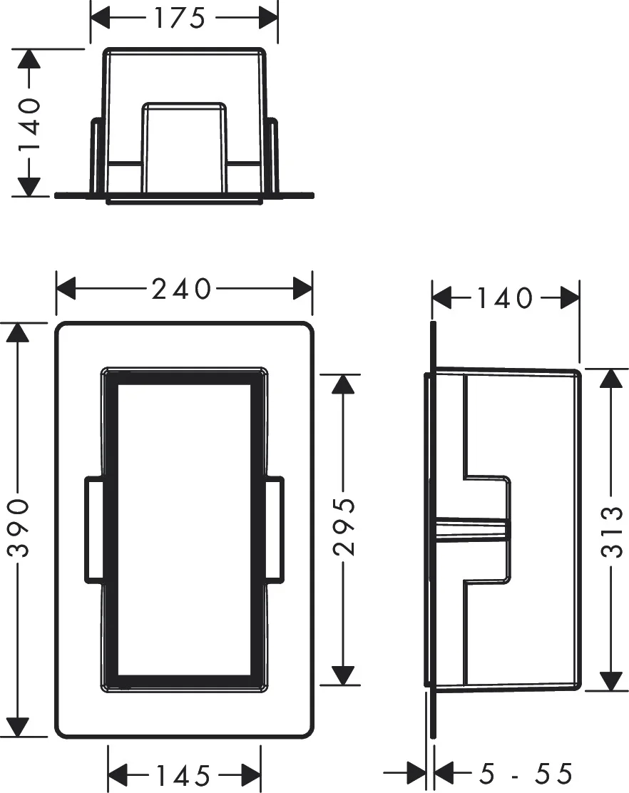 Hansgrohe XtraStoris Rock Wandnische, befliesbar, Mattschwarz, 300 x 150 x 140 mm, Einbautiefe 140 mm Hansgrohe XtraStoris Rock Wandnische, befliesbar, Mattschwarz, 300 x 150 x 140 mm, Einbautiefe 140 mm