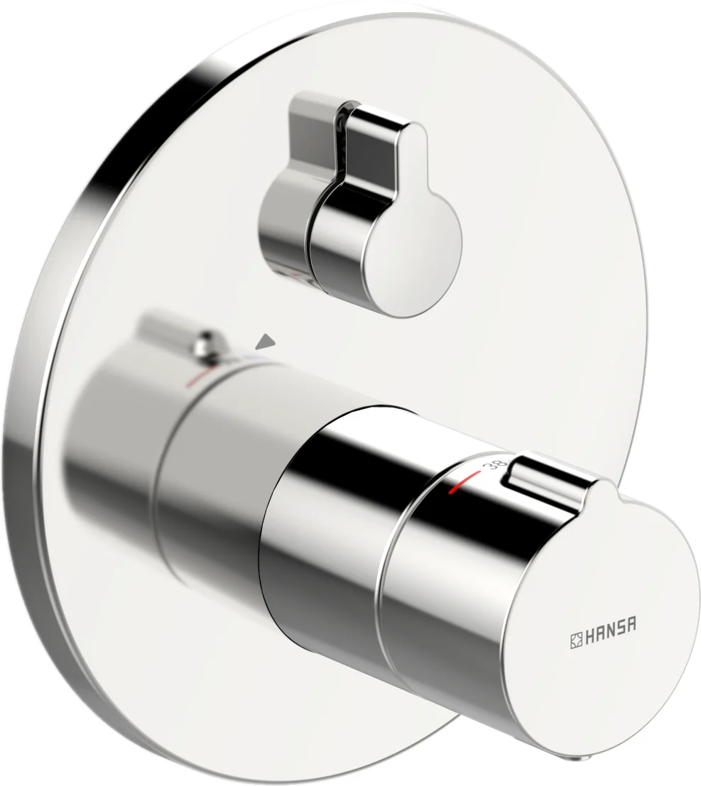 HansaHOME Duscharmatur Thermostat Fertigmontageset für Brausebatterie 8861 Rosette rund Chrom