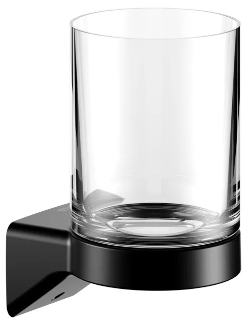KEUCO AVENO Glashalter mit Echtkristall-Glas schwarz matt
