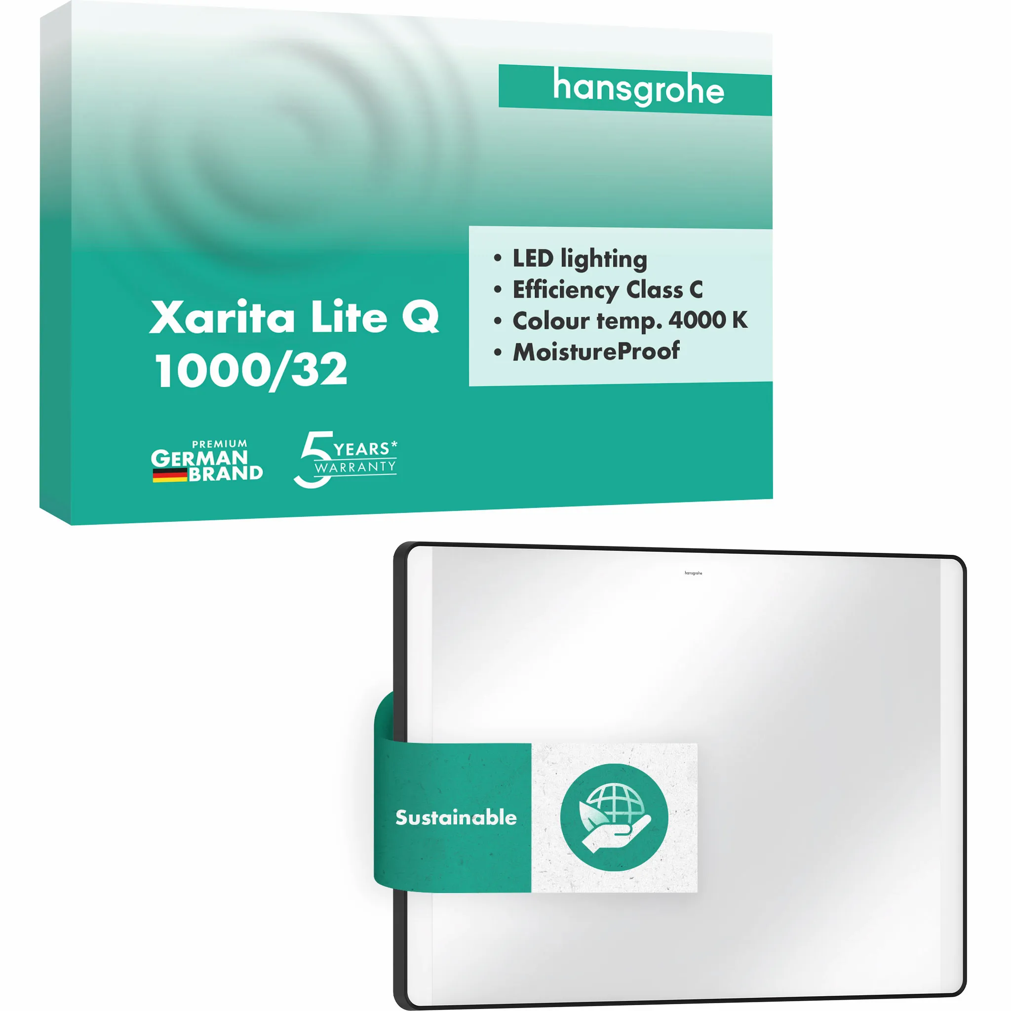 Hansgrohe Xarita Lite Q Spiegel mit seitlicher LED-Beleuchtung, 1000x700x30 mm, Mattschwarz Hansgrohe Xarita Lite Q Spiegel mit seitlicher LED-Beleuchtung, 1000x700x30 mm, Mattschwarz