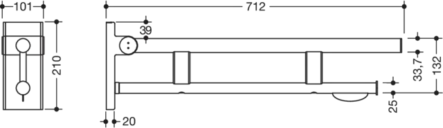 Stützklappgriff Duo (A), PRH, L:700mm, plvb weiß tiefmatt Stützklappgriff Duo (A), PRH, L:700mm, plvb weiß tiefmatt
