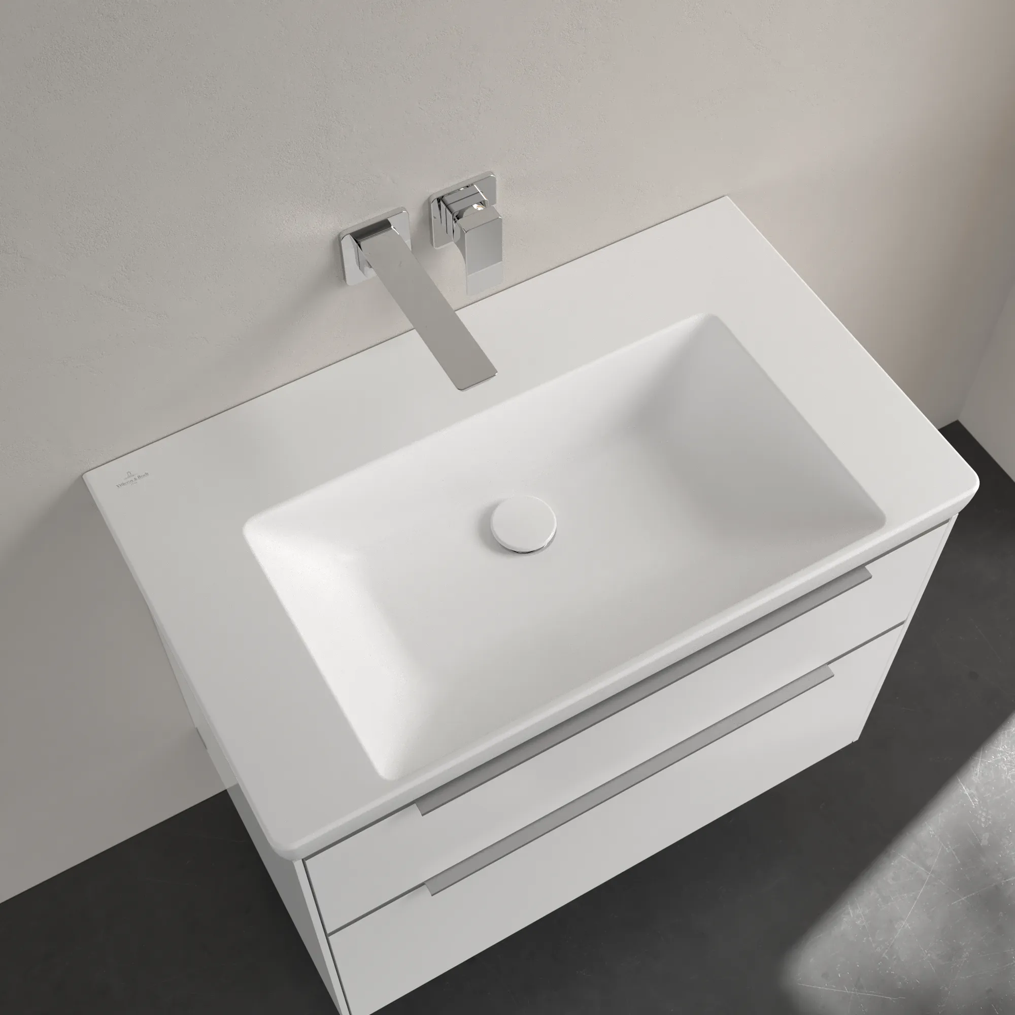 Villeroy & Boch Wandwaschtisch aus TitanCeram „Subway 3.0“ 800 × 470 × 165 mm, ohne Hahnlochbohrung in Stone White Villeroy & Boch Wandwaschtisch aus TitanCeram „Subway 3.0“ 800 × 470 × 165 mm, ohne Hahnlochbohrung in Stone White