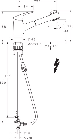 Hansa Einhand-Küchenarmatur Niederdruck „Mix“ Ausladung 235 mm in chrom Hansa Einhand-Küchenarmatur Niederdruck „Mix“ Ausladung 235 mm in chrom