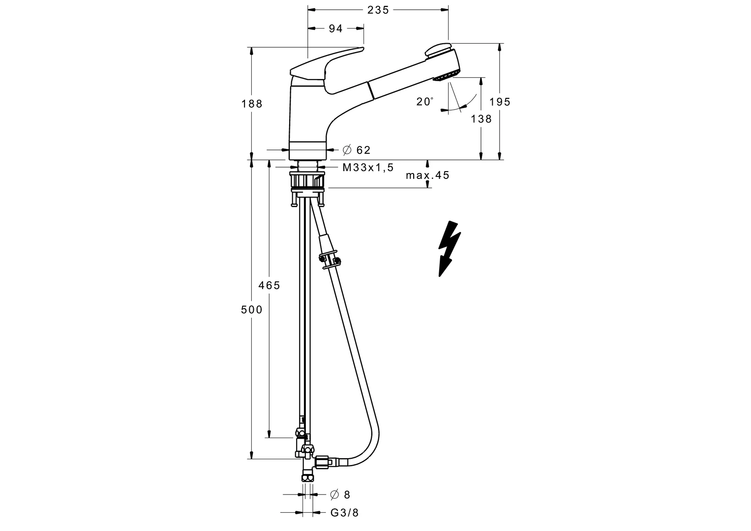 HansaMIX Einhebelmischer Küchenarmatur HansaMIX 0136 Kupferrohr 2-strahlig Ausladung 235mm DN15 Chrom HansaMIX Einhebelmischer Küchenarmatur HansaMIX 0136 Kupferrohr 2-strahlig Ausladung 235mm DN15 Chrom
