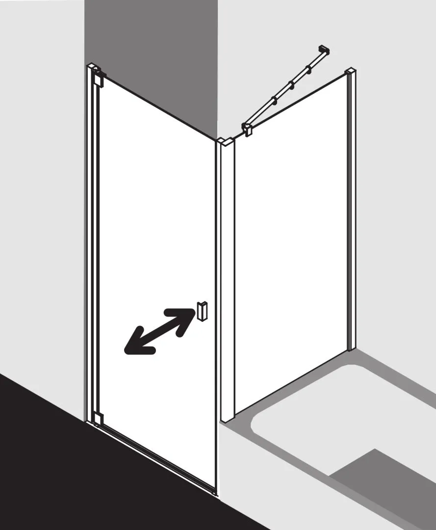 Kermi Pendeltür 1-flügelig links für Nische und Ecke „RAYA“ Glas Klar, Profile Silber Mattglanz, BV: 718 - 758 mm GAK: 705 - 735 mm WE: 718 - 758 mm H: 1850 mm