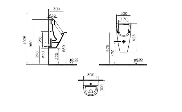VitrA S20 Urinal Zulauf von oben, 30 x 30 x 63 cm, Weiß Hochglanz VitrA S20 Urinal Zulauf von oben, 30 x 30 x 63 cm, Weiß Hochglanz
