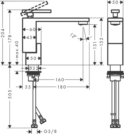 Waschtischmischer 130 Axor Edge Diamantschliff chrom Waschtischmischer 130 Axor Edge Diamantschliff chrom