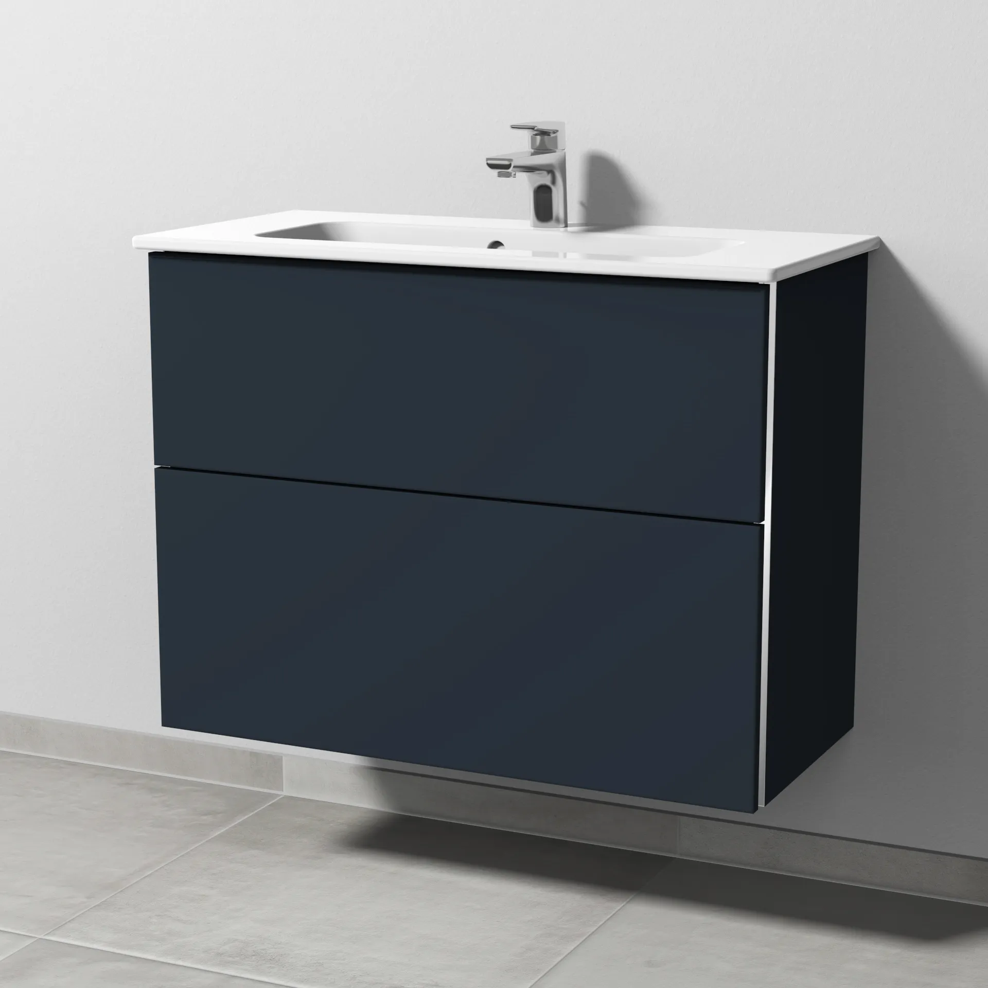 Sanipa Waschtischunterschrank „3way“ passend zu Keramik-Waschtische ME by Starck von Duravit 800 × 613 × 382 mm in Marine (matt)
