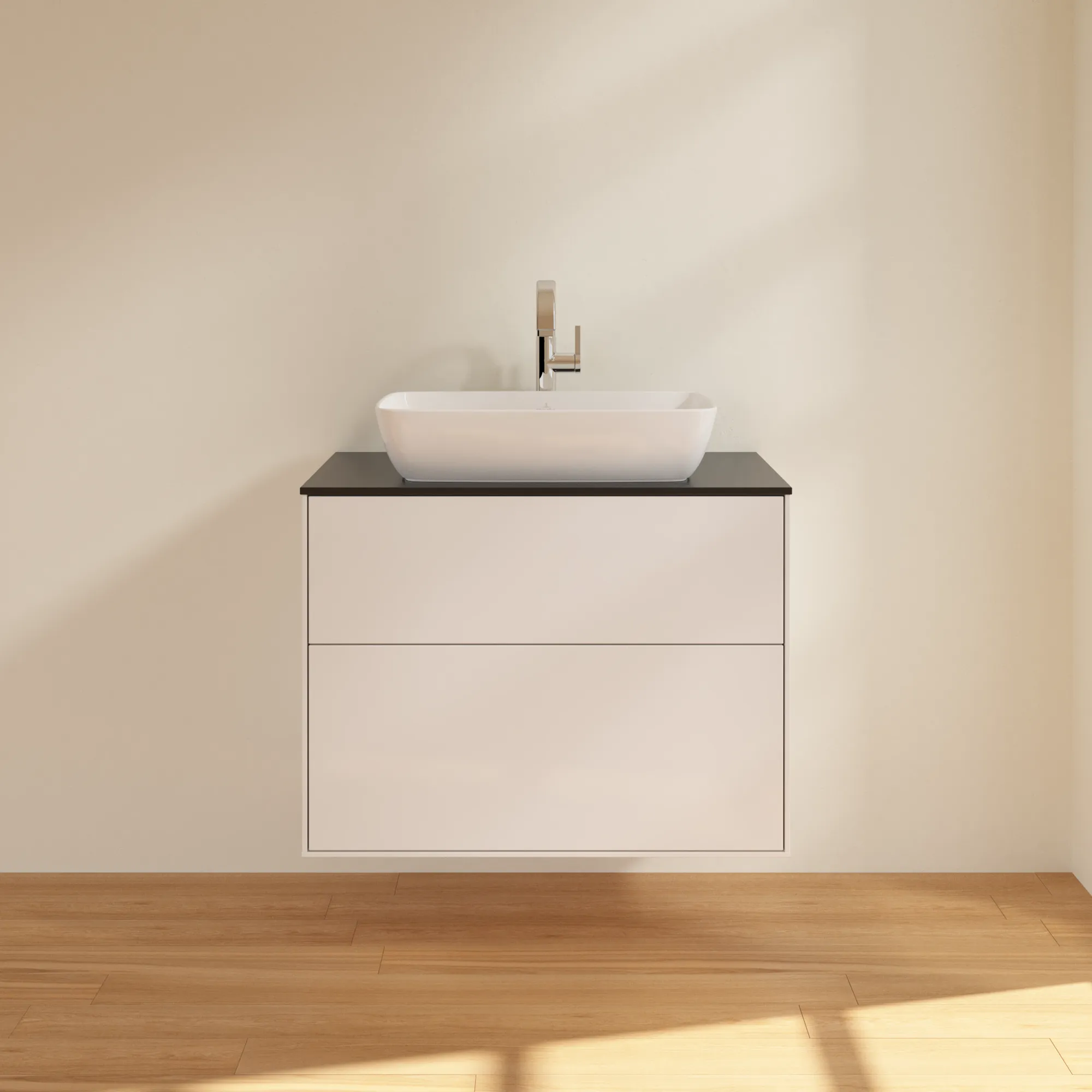 Villeroy & Boch Finion Waschbeckenunterschrank F75 800x603x501mm Glossy White Lacquer / Glass Black Matt