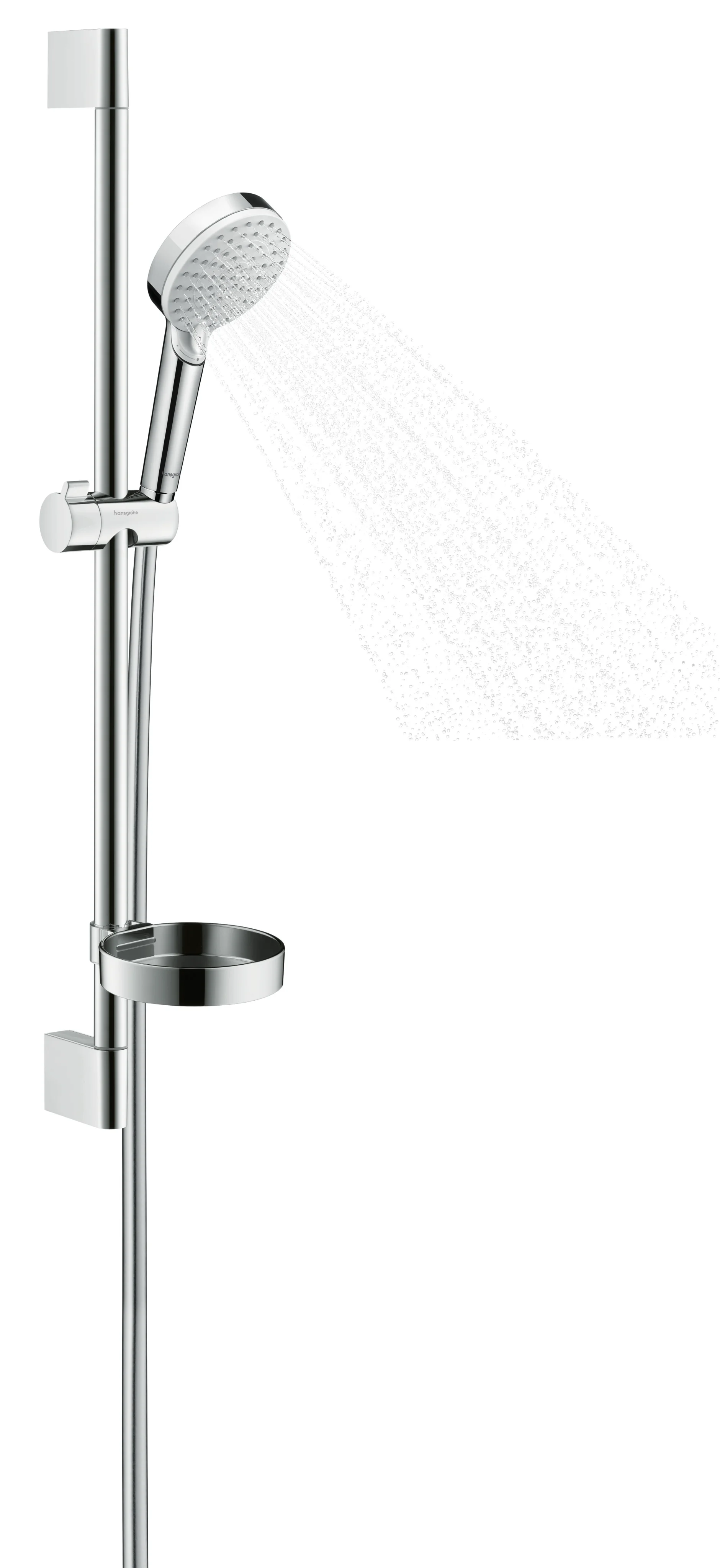 Hansgrohe Crometta Brausenset Vario/Unica 100 mm, weiß/chrom, 65 cm Brausestange mit Seifenschale Hansgrohe Crometta Brausenset Vario/Unica 100 mm, weiß/chrom, 65 cm Brausestange mit Seifenschale