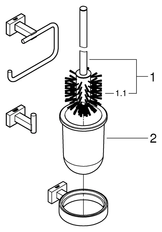WC-Set 3-in-1 Essentials Cube 40757_1, mit Bademantelhaken, WC-Papierhalter ohne Deckel, Toilettenbürstengarnitur, chrom WC-Set 3-in-1 Essentials Cube 40757_1, mit Bademantelhaken, WC-Papierhalter ohne Deckel, Toilettenbürstengarnitur, chrom