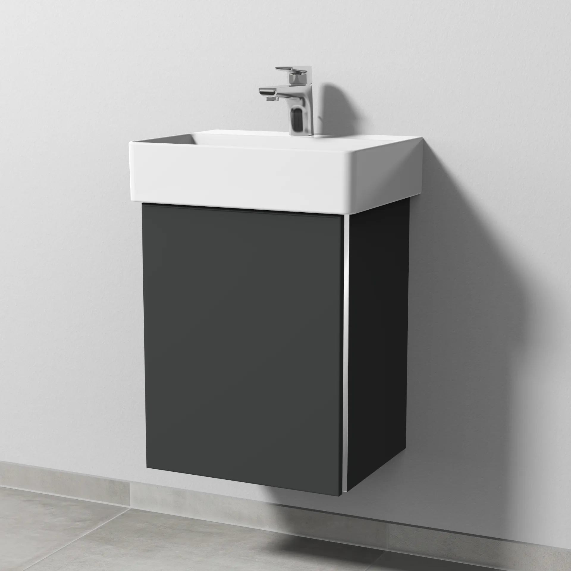 Sanipa Waschtischunterschrank „3way“ passend zu Keramik-Waschtische Dura Square von Duravit 400 × 517 × 337 mm in Graphit (matt), Anschlag links