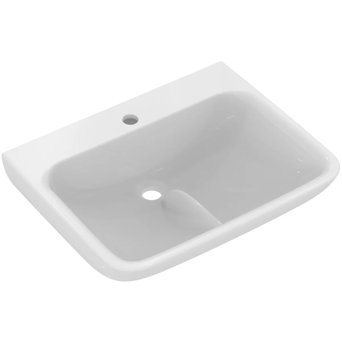 Waschbecken „Contour21+“ 60 × 48 × 17,5 cm, Hahnlochposition mittig