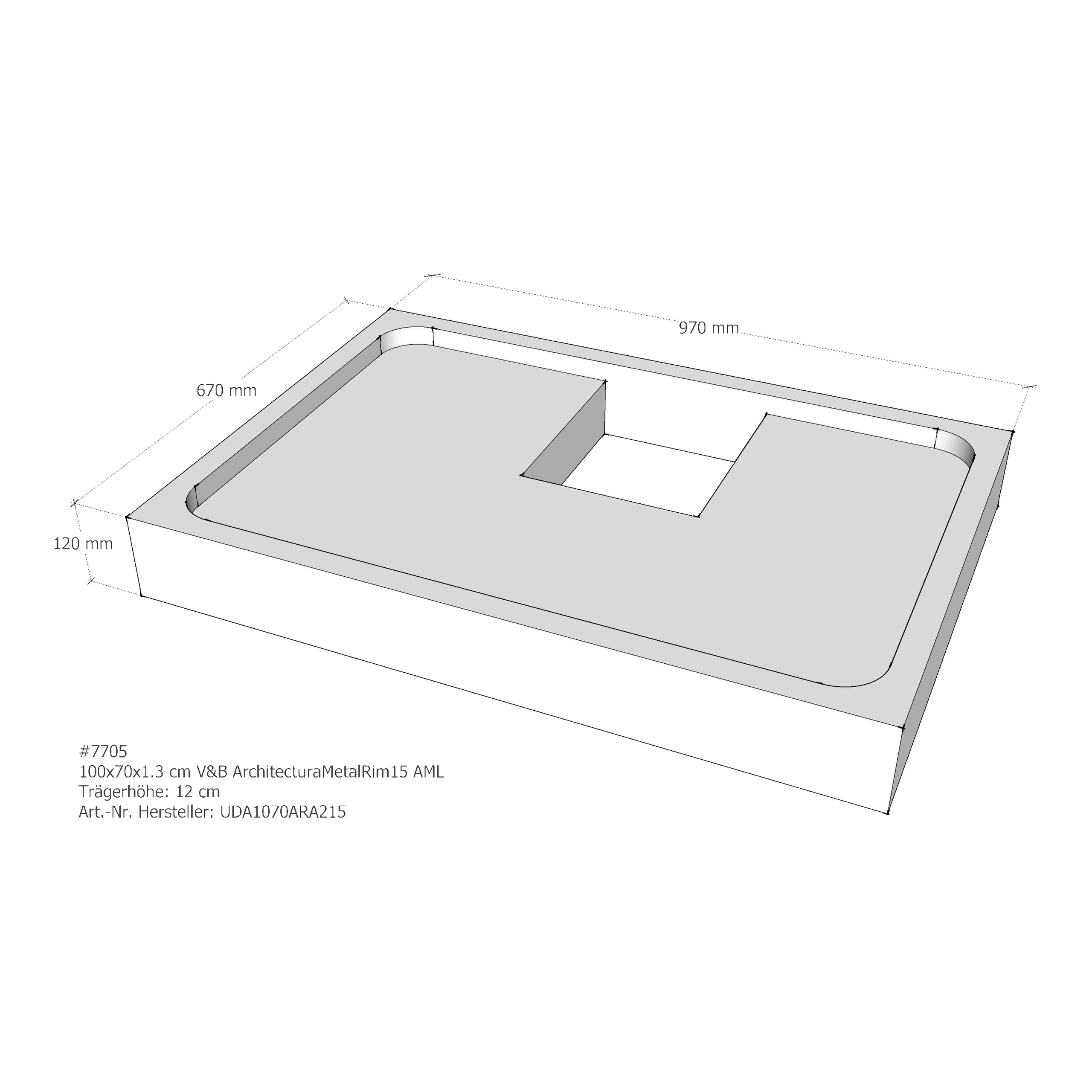 Duschwannenträger für Villeroy & Boch ArchitecturaMetalRim15 100 × 70 × 1,3 cm