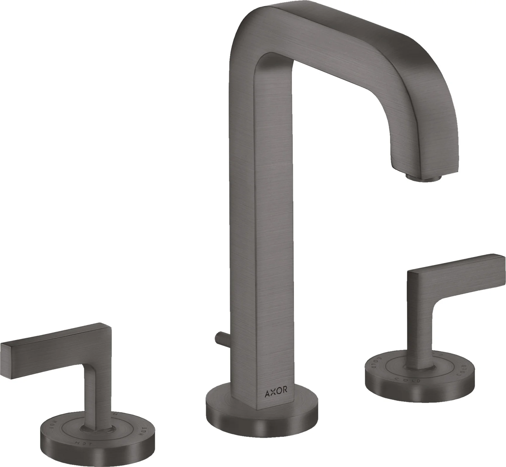 Hansgrohe AXOR Citterio 3-Loch Waschtischarmatur Brushed Black Chrome, ComfortZone 170, Ausladung 140 mm, Hebelgriff