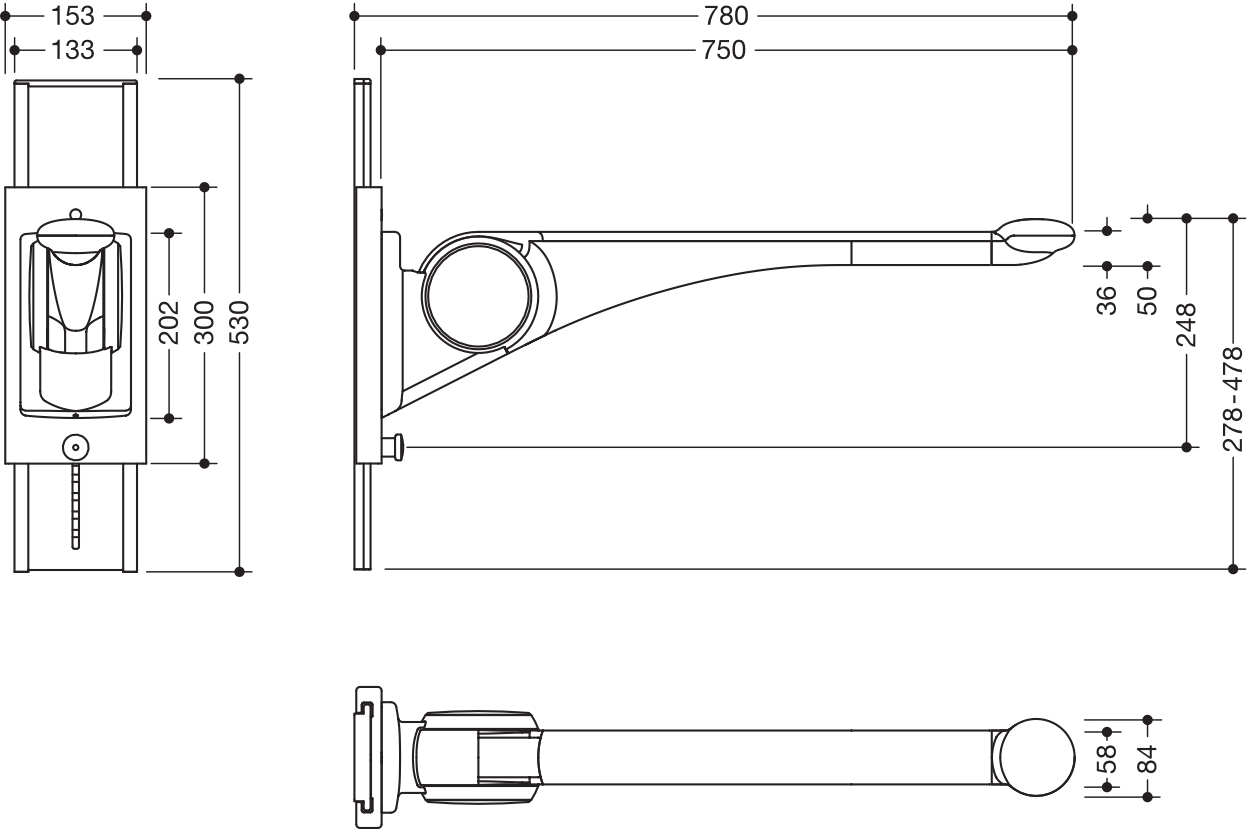 HEWI Stützklappgriff „Serie 802 LifeSystem“