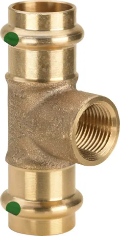 „Sanpress“ T-Stück mit 2 Muffen und Innengewinde 54 mm × 1/2″ × 54 mm „Sanpress“ T-Stück mit 2 Muffen und Innengewinde 54 mm × 1/2″ × 54 mm