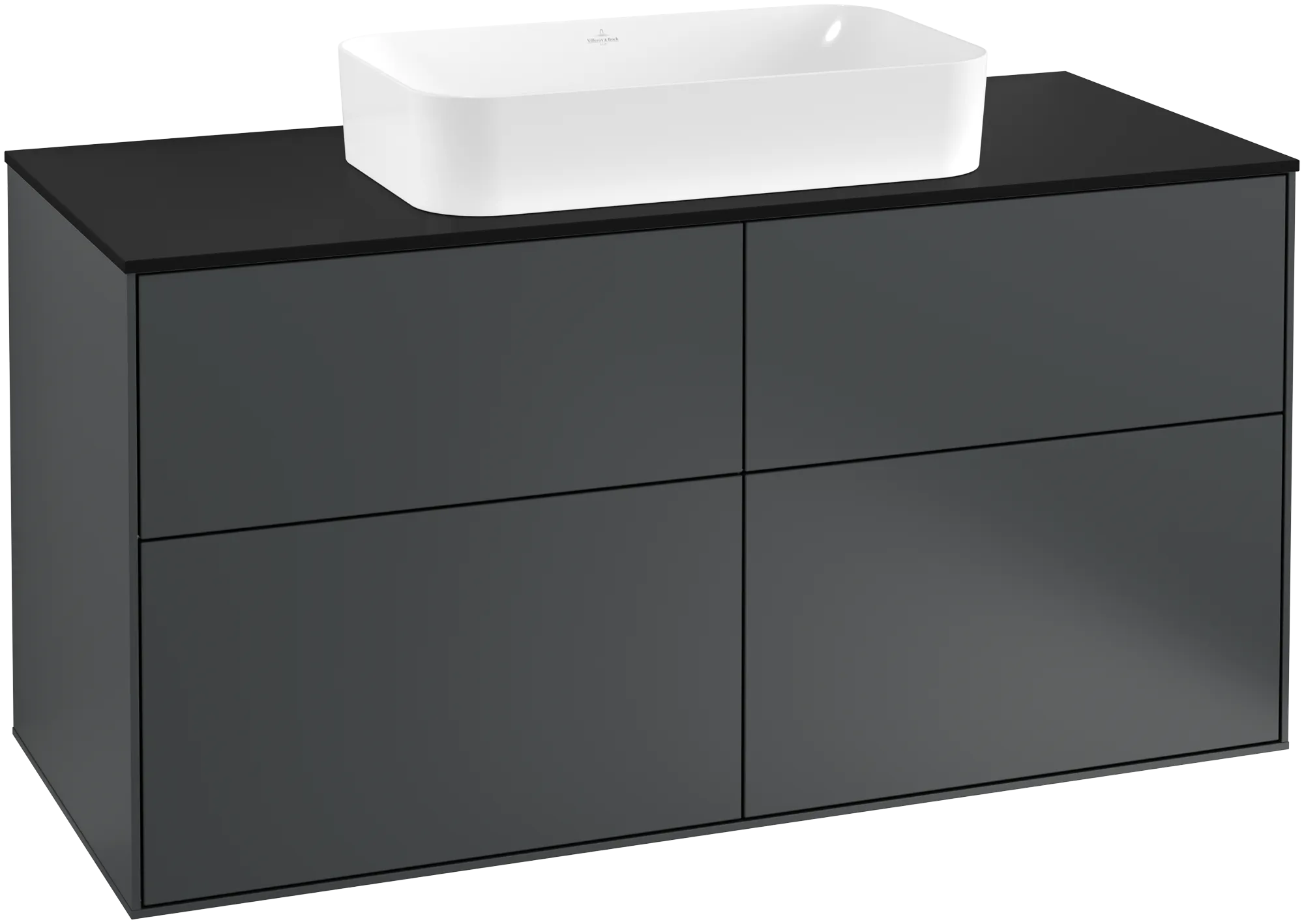 Villeroy & Boch Finion Waschbeckenunterschrank F26 1200x603x501mm HG Midnight Blue Matt Lacquer / Glass Black Matt