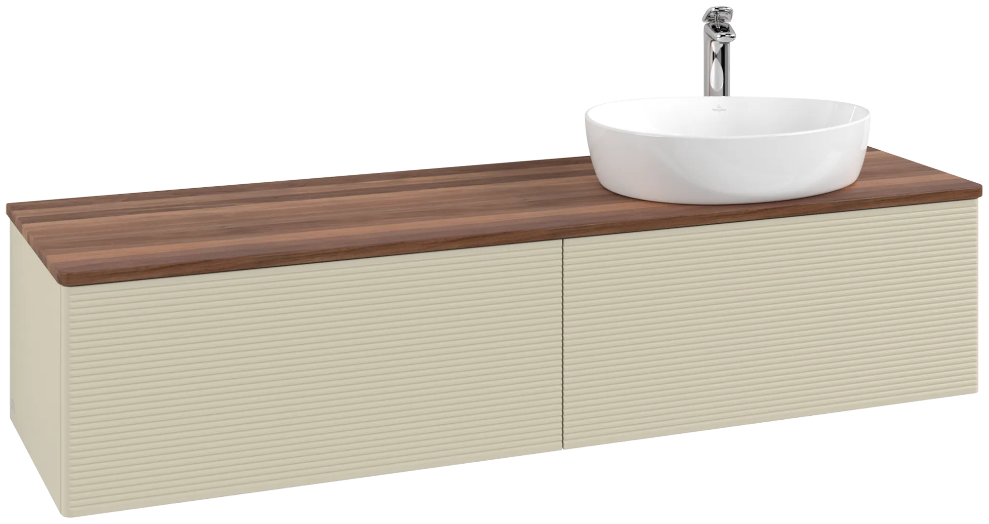 Villeroy & Boch Antao Waschbeckenunterschrank L38_5, 1600x360x500mm, Silk Grey Matt Lacquer / Warm Walnut