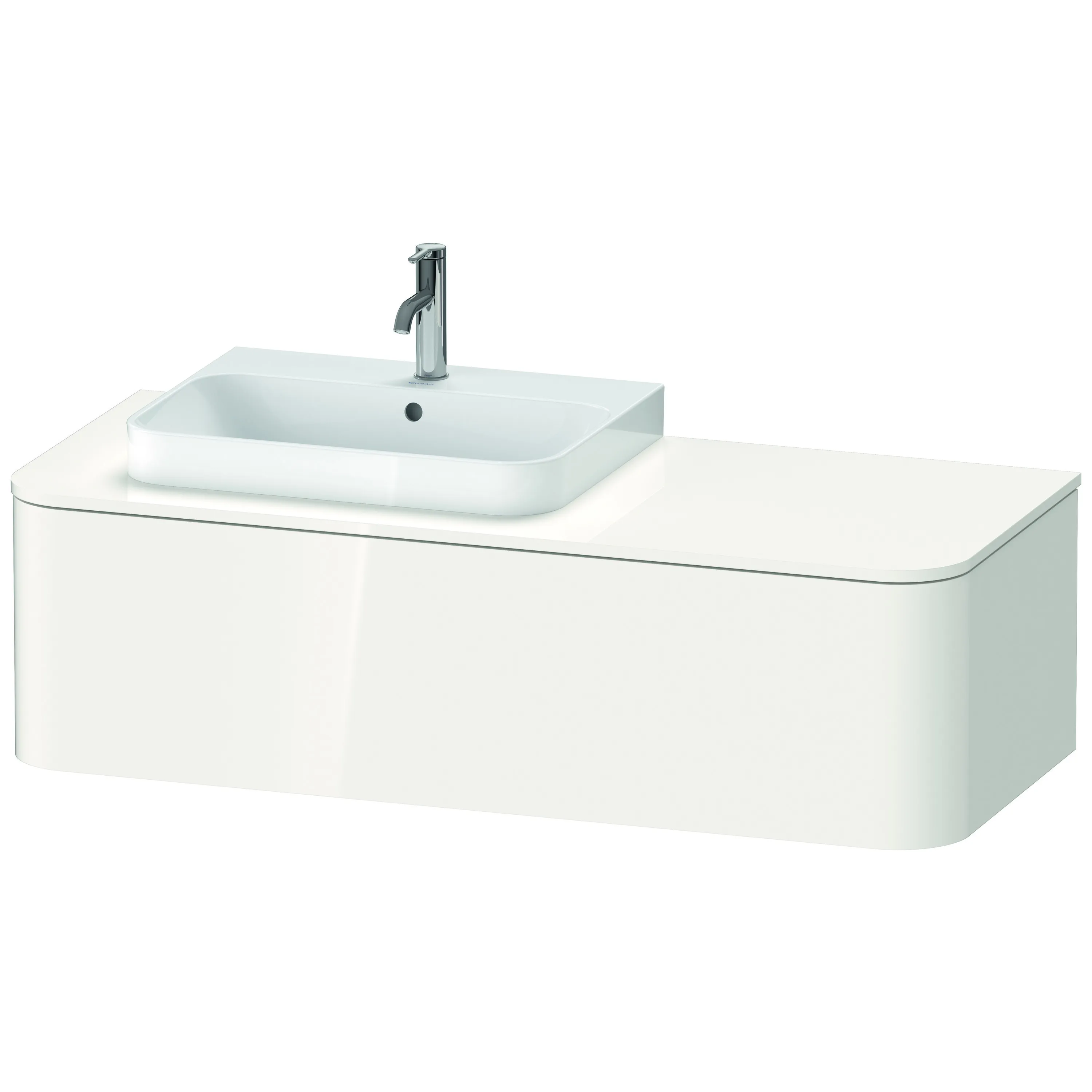 Duravit Waschtischunterschrank wandhängend „Happy D.2 Plus“ 130 × 35,4 × 55 cm Weiß Hochglanz, links