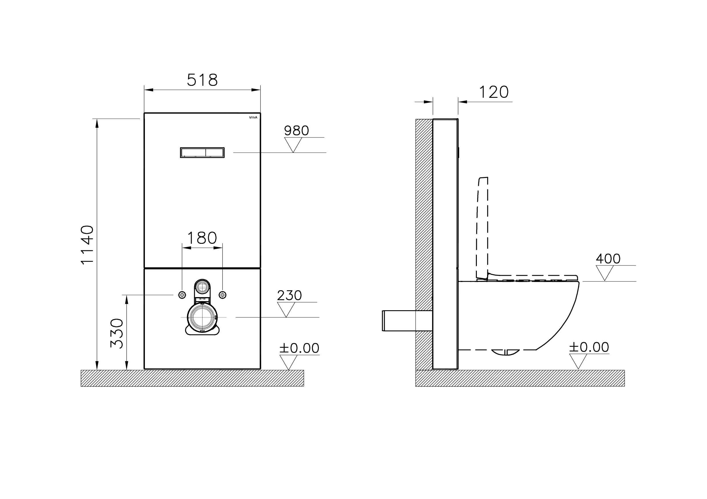 Vitrus Stand-Spülkasten für Wand-WCs mit Glasfront Weiß Vitrus Stand-Spülkasten für Wand-WCs mit Glasfront Weiß