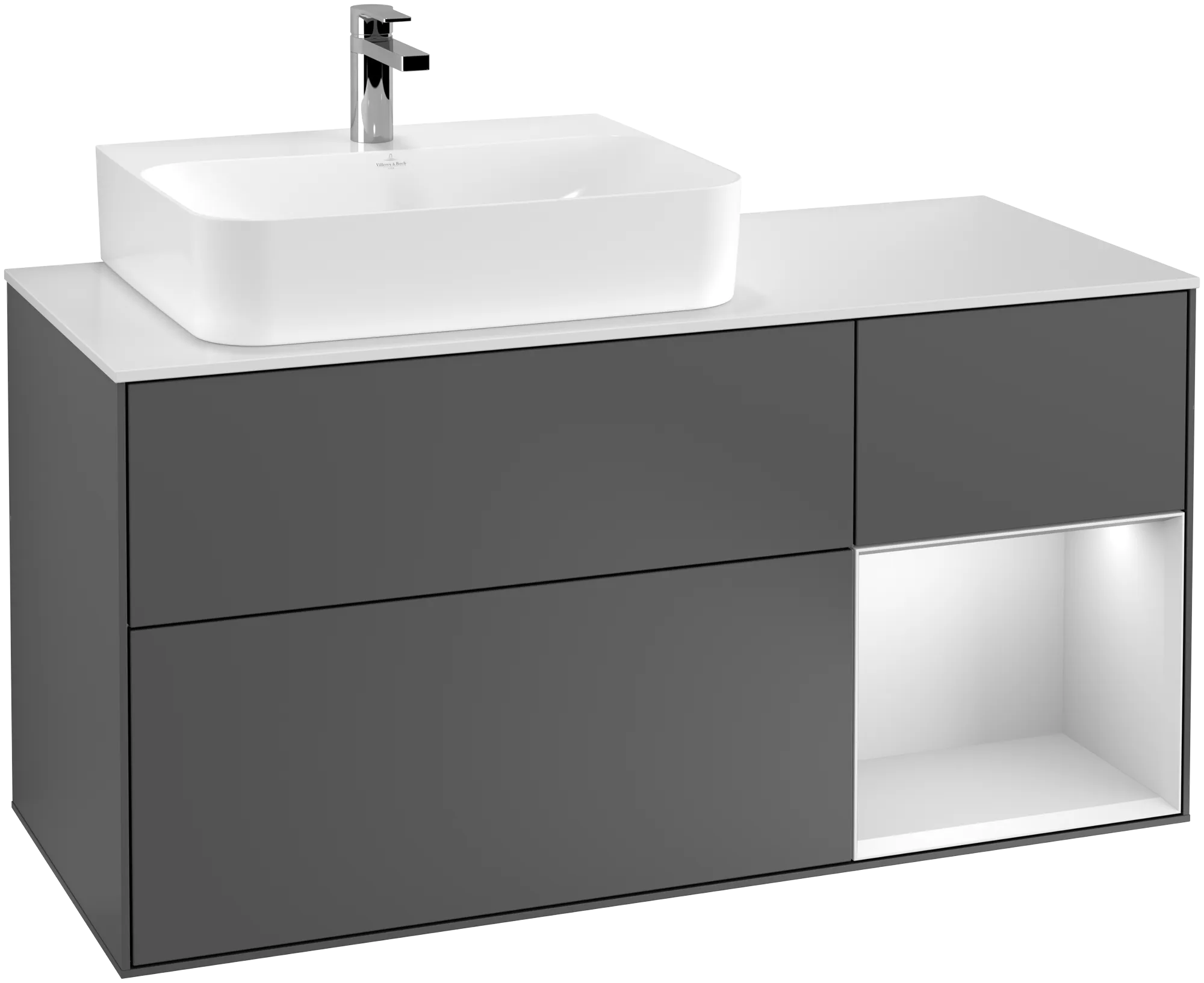 Villeroy & Boch Waschbeckenunterschrank Finion F15, anthrazit matt lackiert / weiss matt