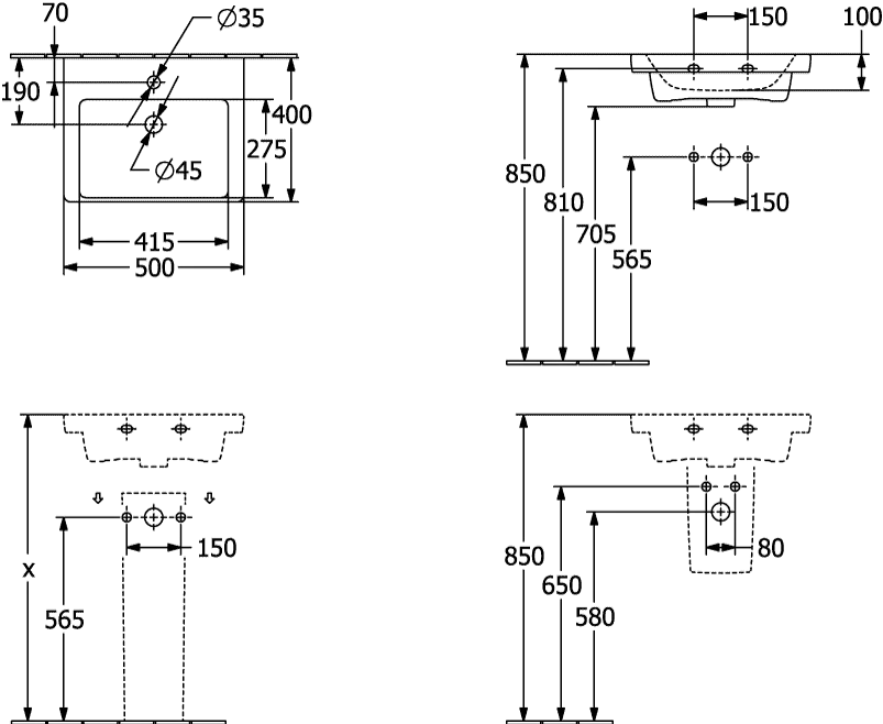 Villeroy & Boch Subway 3.0 Handwaschbecken, 500x400mm, Rechteck, 1HL. m. ÜL., Weiß Alpin CeramicPlus Villeroy & Boch Subway 3.0 Handwaschbecken, 500x400mm, Rechteck, 1HL. m. ÜL., Weiß Alpin CeramicPlus