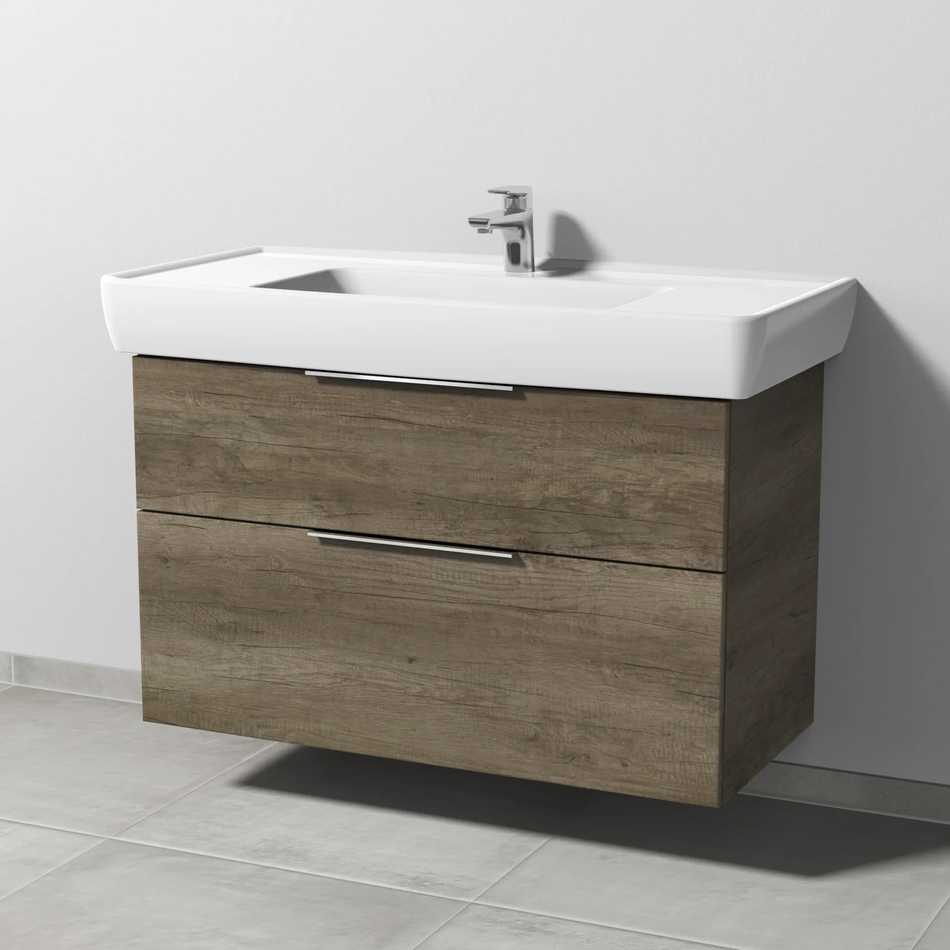 Sanipa Waschtischunterschrank „3way“ passend zu Keramik-Waschtische Pro A von Laufen 950 × 588 × 447 mm in Eiche Nebraska