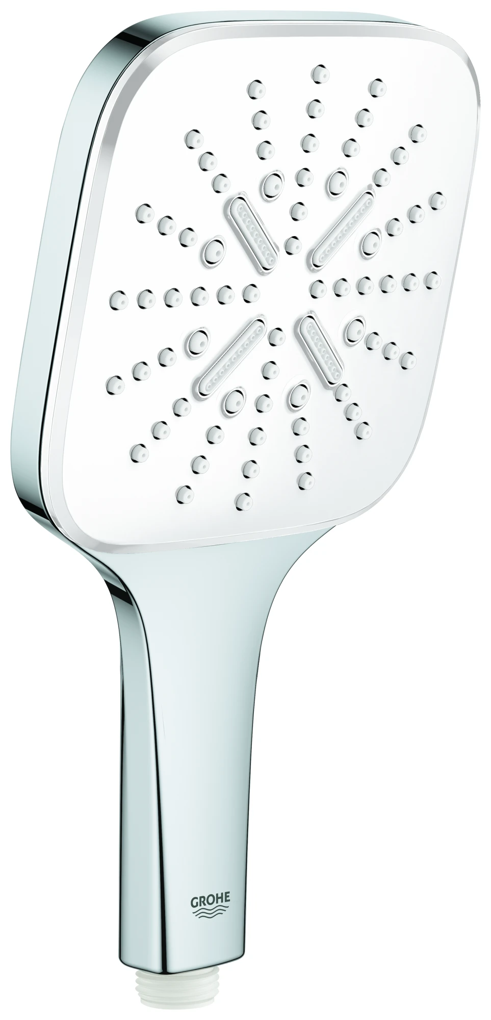 Handbrause Rainshower SmartActive 130 Cube 26582, 3 Strahlarten, Brauseboden moon white, 9,5 l/min, moon white/chrom