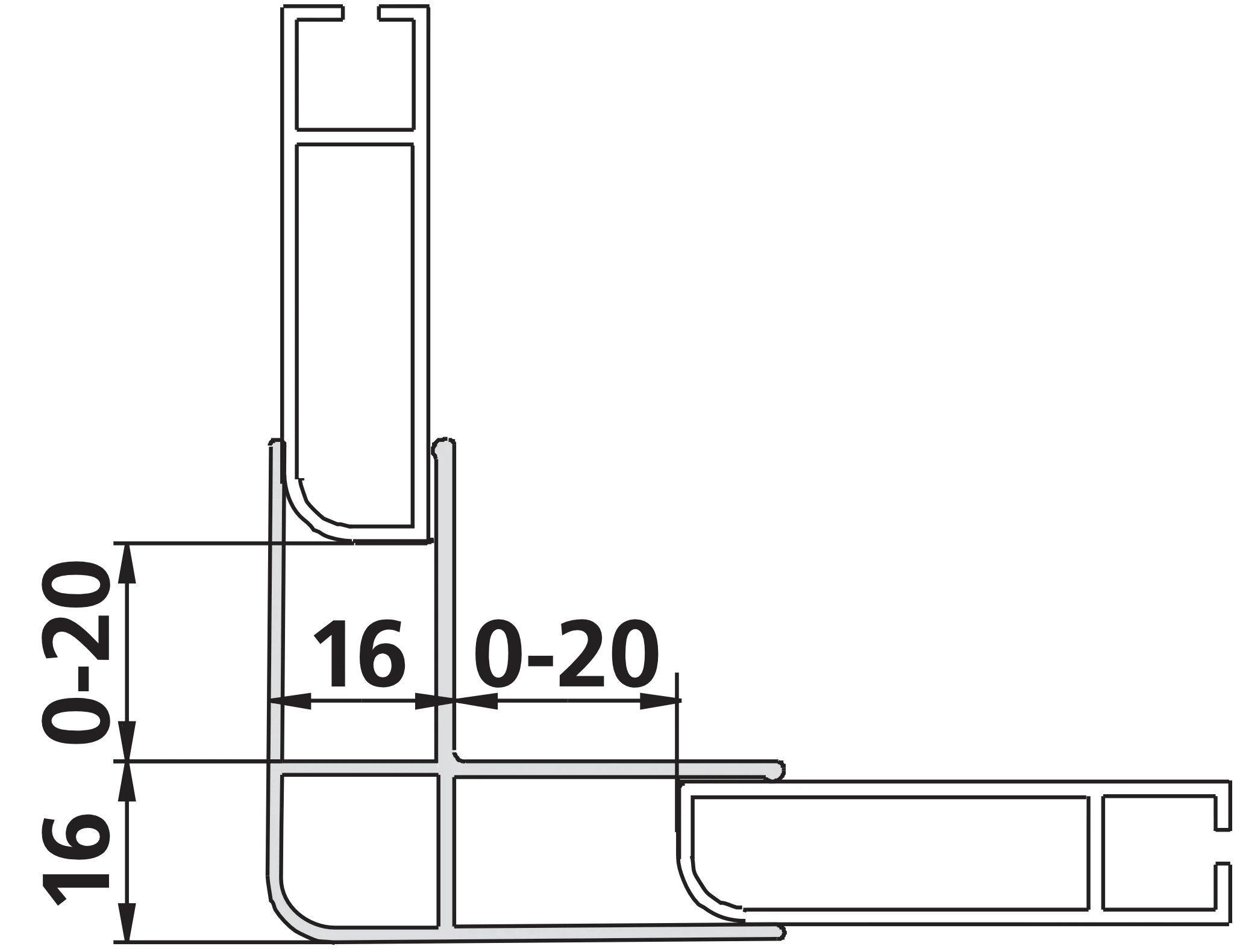 Kermi Duschdesign Kombiprofil „IBIZA 2000“ 1850 mm in Silber Mattglanz