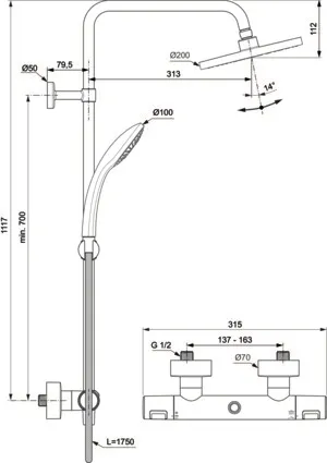 Ideal Standard Duschsystem „CerathermT25“