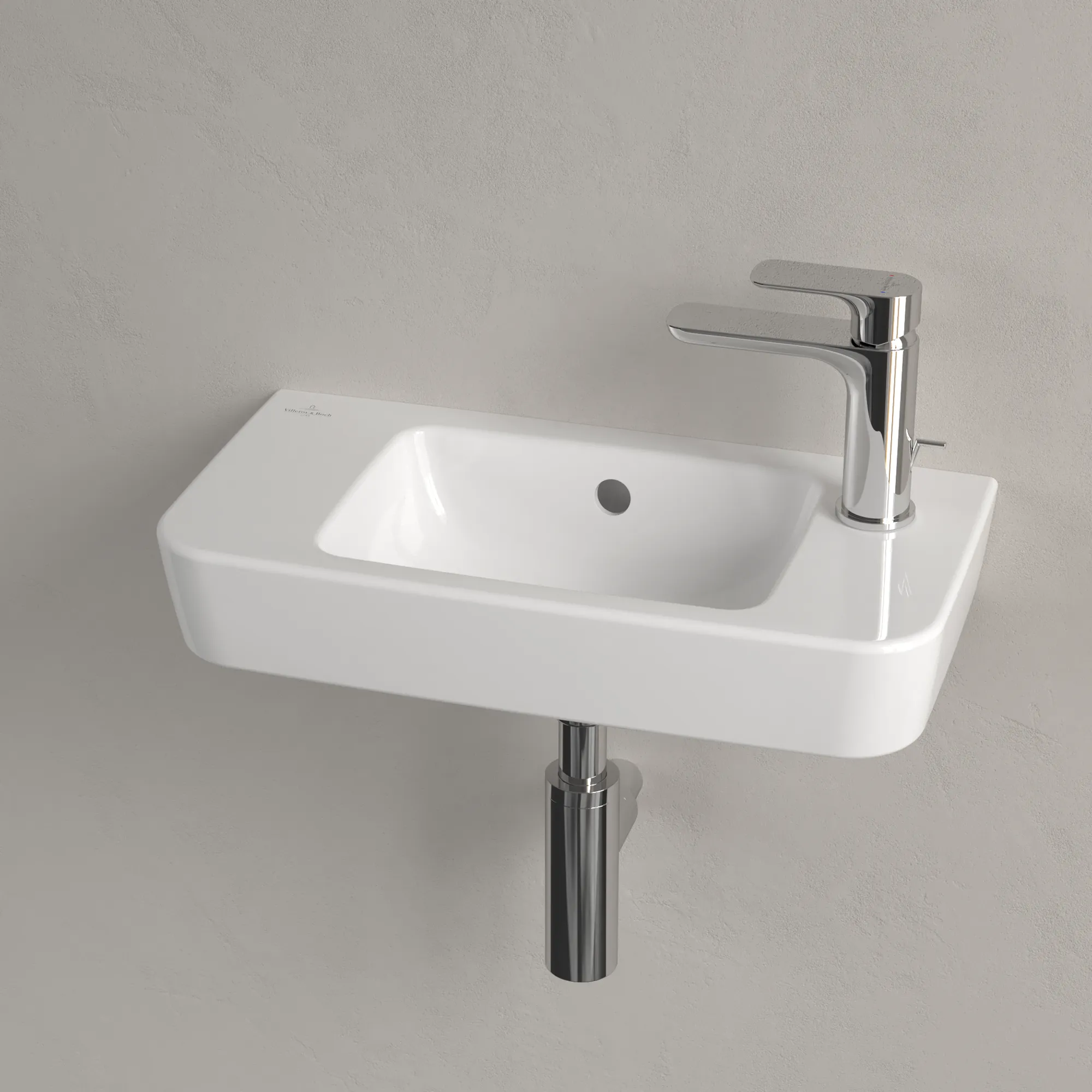 Villeroy & Boch Handwaschbecken „O.novo“ Compact 500 × 250 × 145 mm, für Becken mittig, mit Hahnlochbohrung, Hahnlochposition rechts in Weiß Alpin Villeroy & Boch Handwaschbecken „O.novo“ Compact 500 × 250 × 145 mm, für Becken mittig, mit Hahnlochbohrung, Hahnlochposition rechts in Weiß Alpin