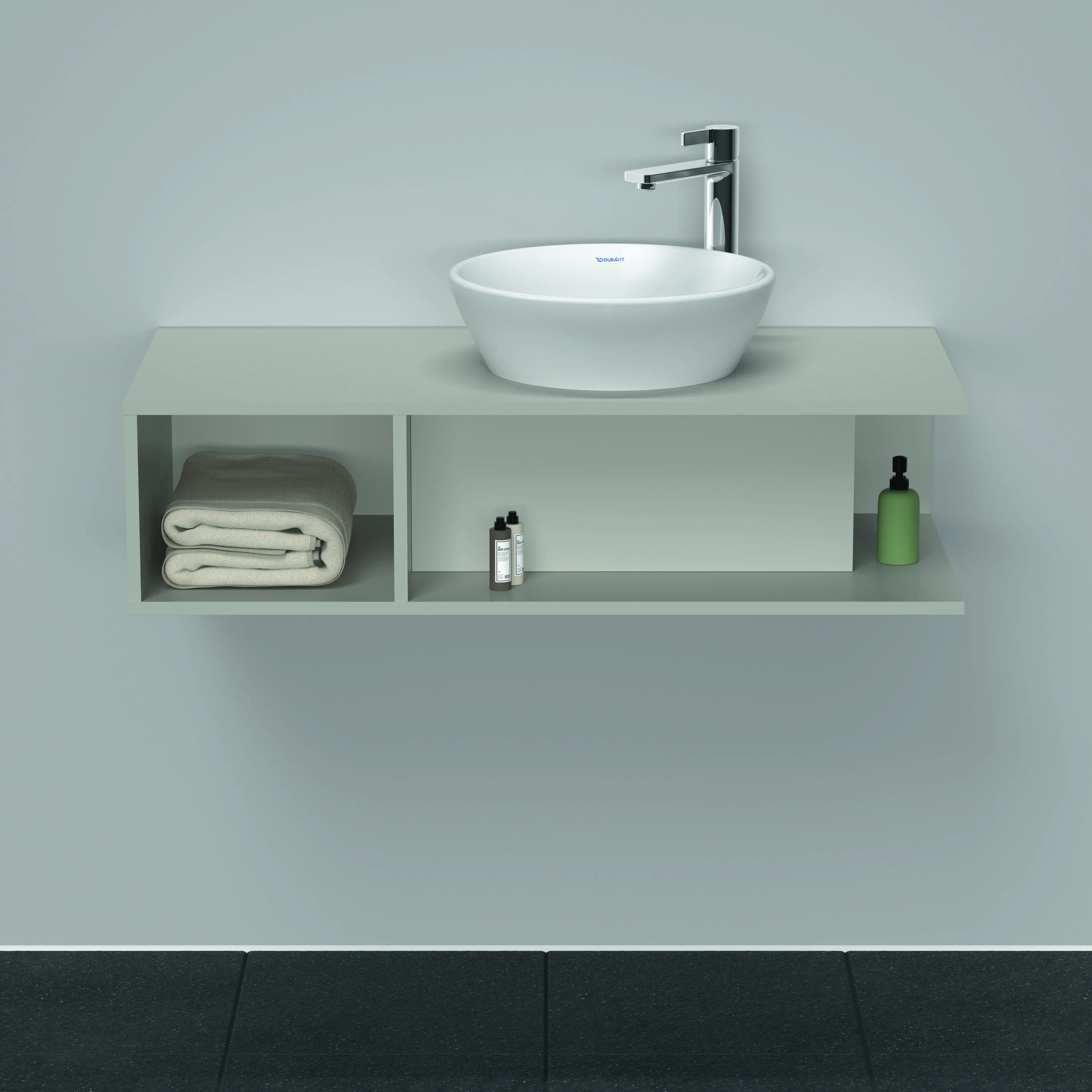 Duravit Waschtischunterschrank wandhängend „D-Neo“ 100 × 26 × 48 cm Betongrau Matt