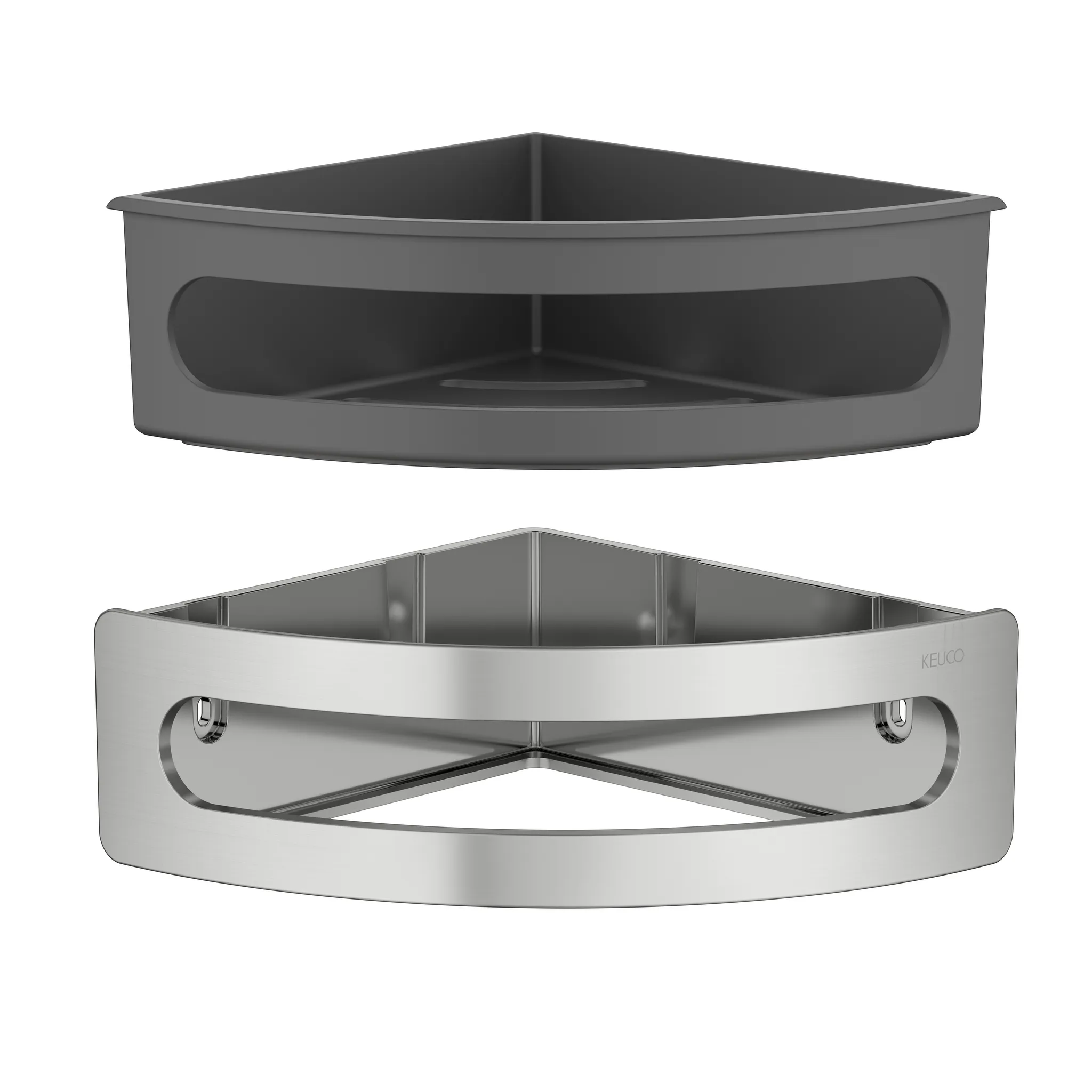KEUCO ELEGANCE Eckduschablage Kunststoff-Einsatz anthrazit Edelstahl-finish / anthrazit