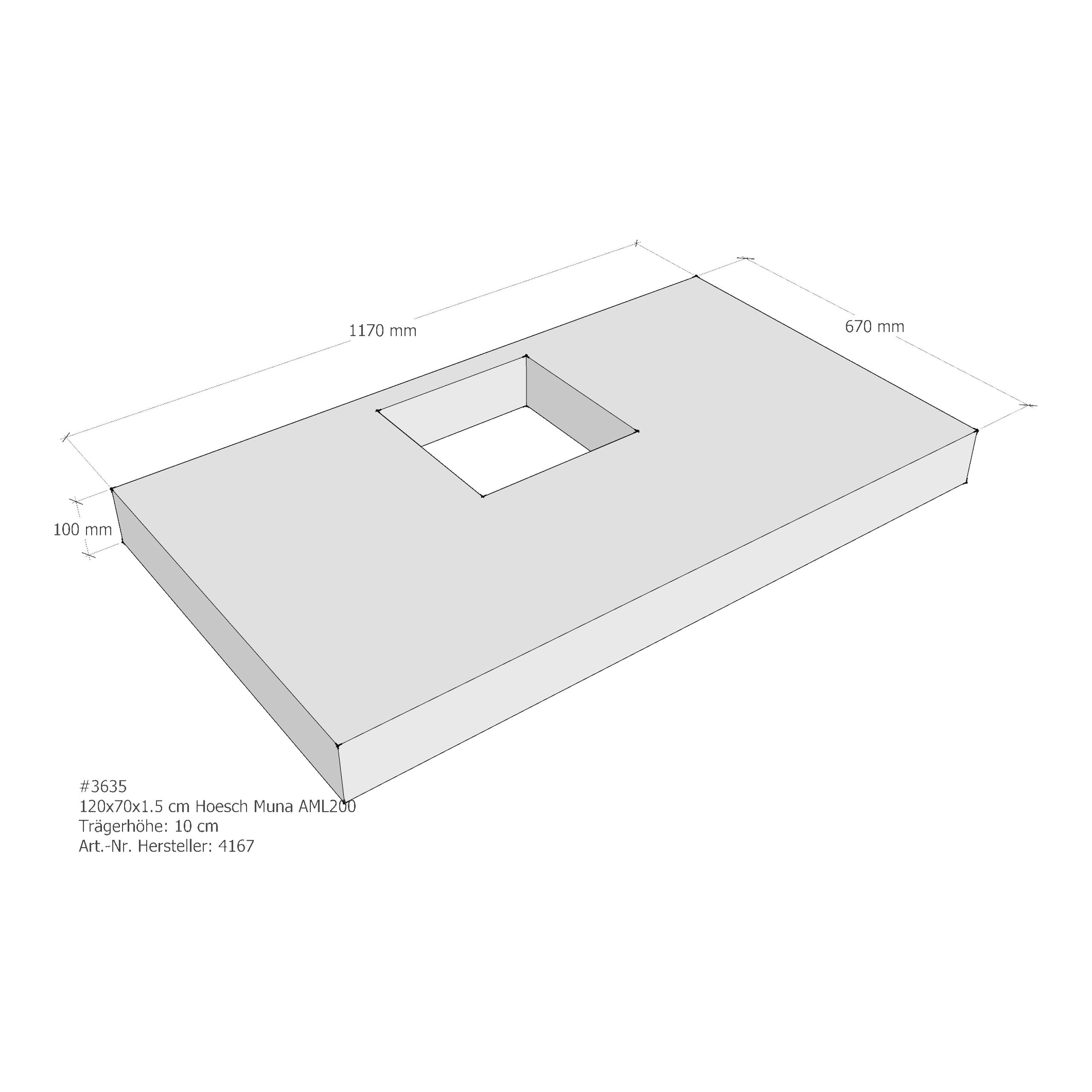 Duschwannenträger Hoesch Muna 120x70x1,5 cm AML200