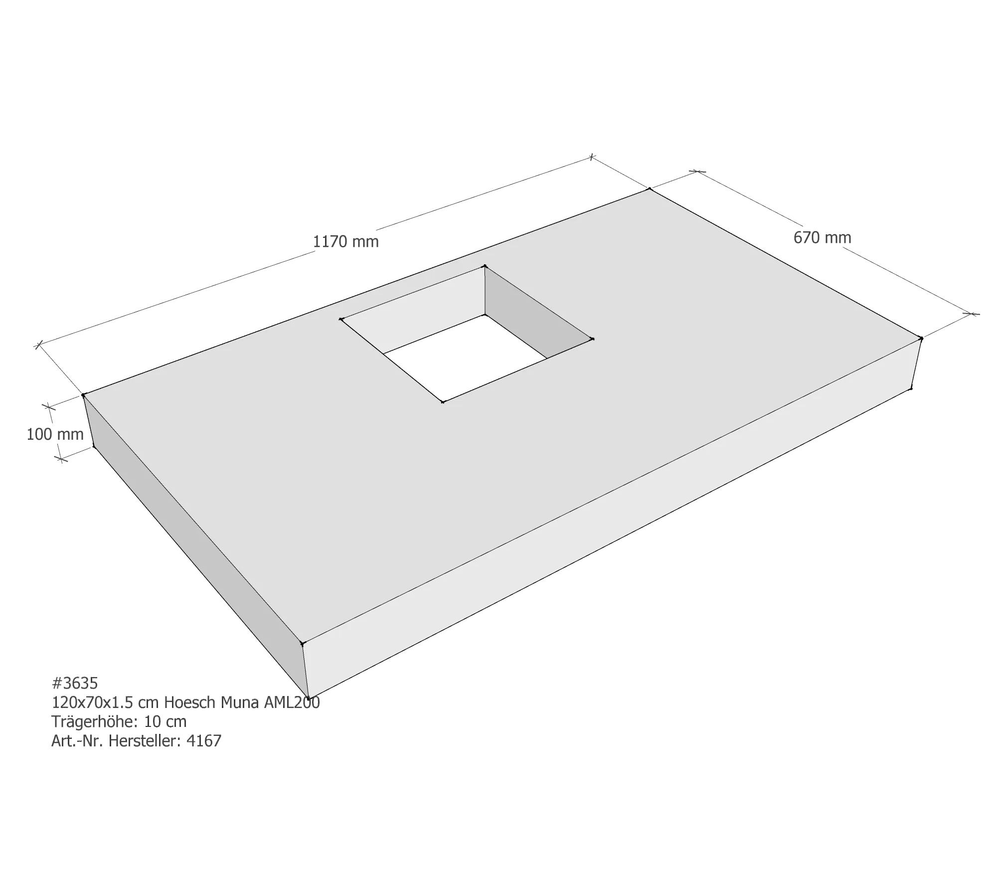 Duschwannenträger passend für Hoesch Muna 120 × 70 × 1,5 cm Duschwannenträger passend für Hoesch Muna 120 × 70 × 1,5 cm