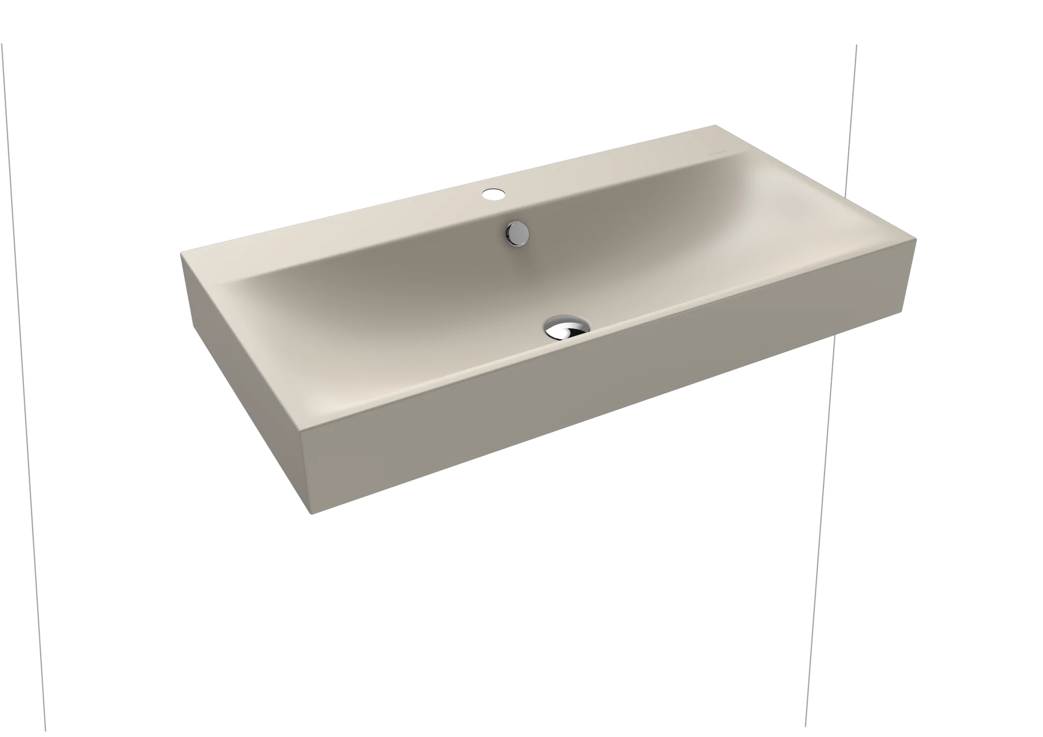Kaldewei SILENIO Wandwaschtisch, 900x460 mm, warm grey 10, Perl-Effekt, Antidröhn mit Überlauf, Sichtteile schwarz matt 100
