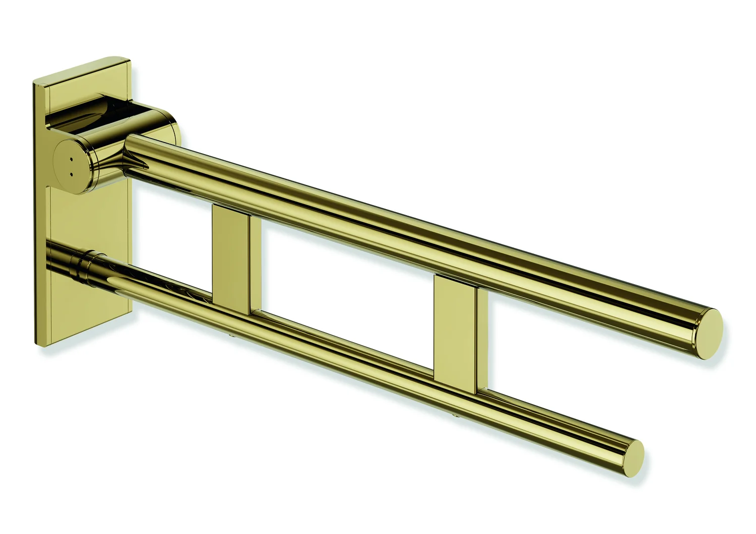 HEWI Stützklappgriff Duo System 900, Design A, Edelstahl PVD gold glänzend, Ausladung 600 mm