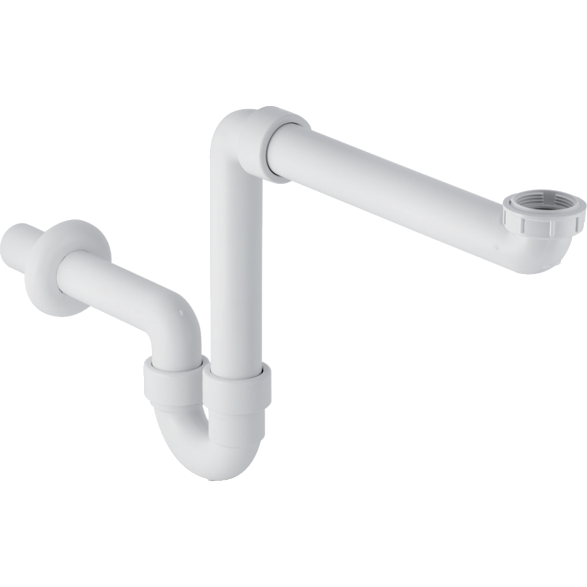Geberit Rohrbogengeruchsverschluss für Waschbecken, Raumsparmodell, Abgang horizontal: d=40mm, G=1 1/2 x 1 1/4", weiß-alpin