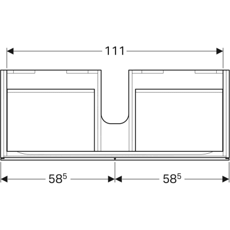 Geberit Xeno² Unterschrank für Waschtisch, greige, 117,4 x 22 x 46,2 cm, mit zwei Schubladen