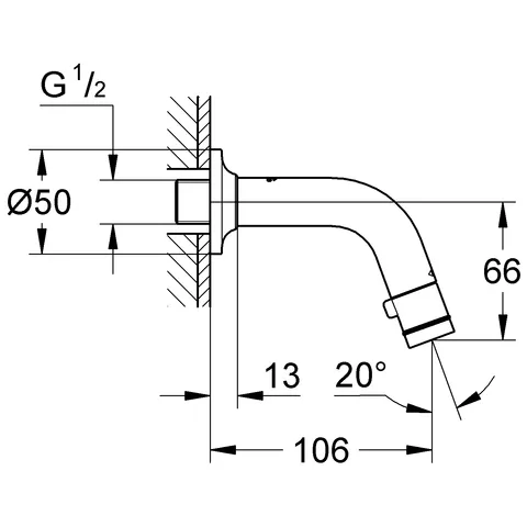 Waschtisch-Wandauslaufventil Universal 20205, Ausladung 106 mm, chrom Waschtisch-Wandauslaufventil Universal 20205, Ausladung 106 mm, chrom