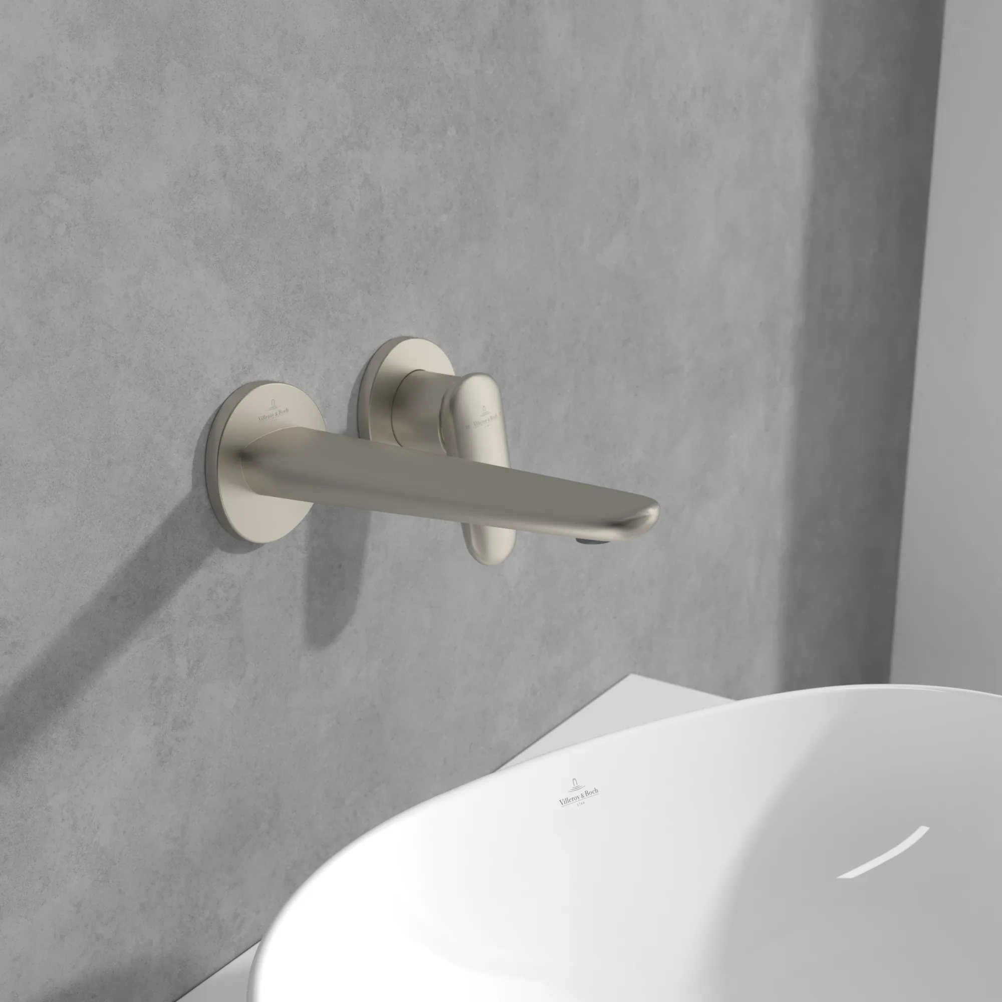 Villeroy & Boch Antao Zweiloch-Einhebel-Waschtischarmatur, Brushed Nickel Matt, 185x223x115 mm, Höhe 115 mm, Wanneneinbaumaß 185x223 mm Villeroy & Boch Antao Zweiloch-Einhebel-Waschtischarmatur, Brushed Nickel Matt, 185x223x115 mm, Höhe 115 mm, Wanneneinbaumaß 185x223 mm